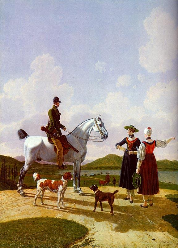 Wilhelm von Kobell Riders on Lake Tegernsee oil painting image